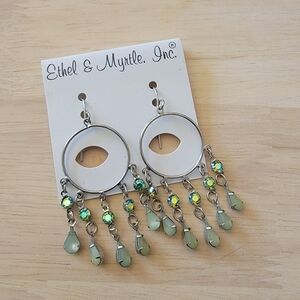 Ethyl and Myrtle Costume Dangle Hoop Earrings Green